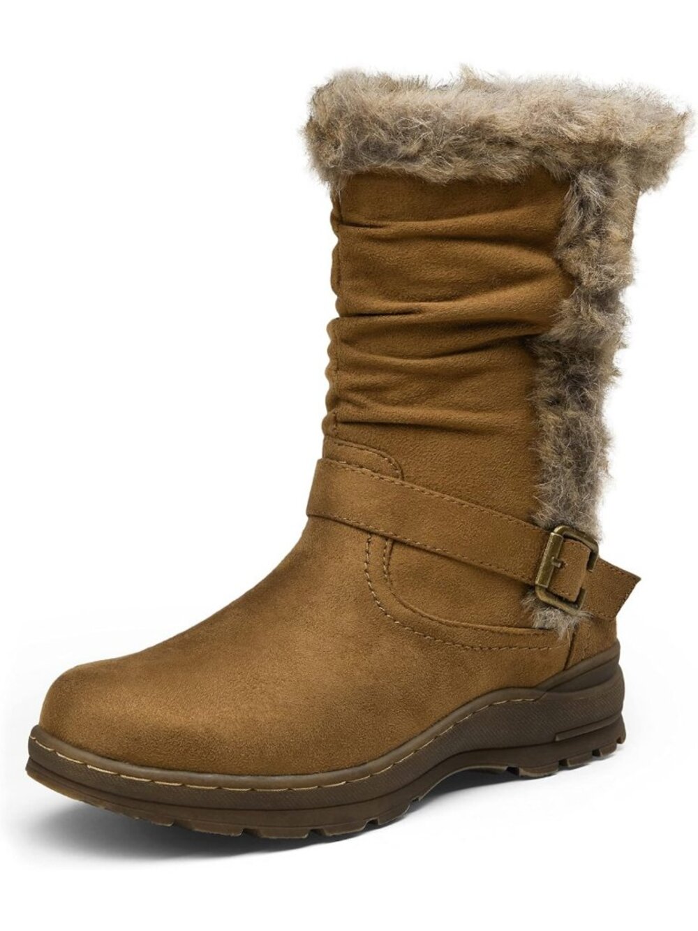 Cozy Fur-Lined Mid Calf Winter Boots with Side Zipper for Women - Warm & Stylish